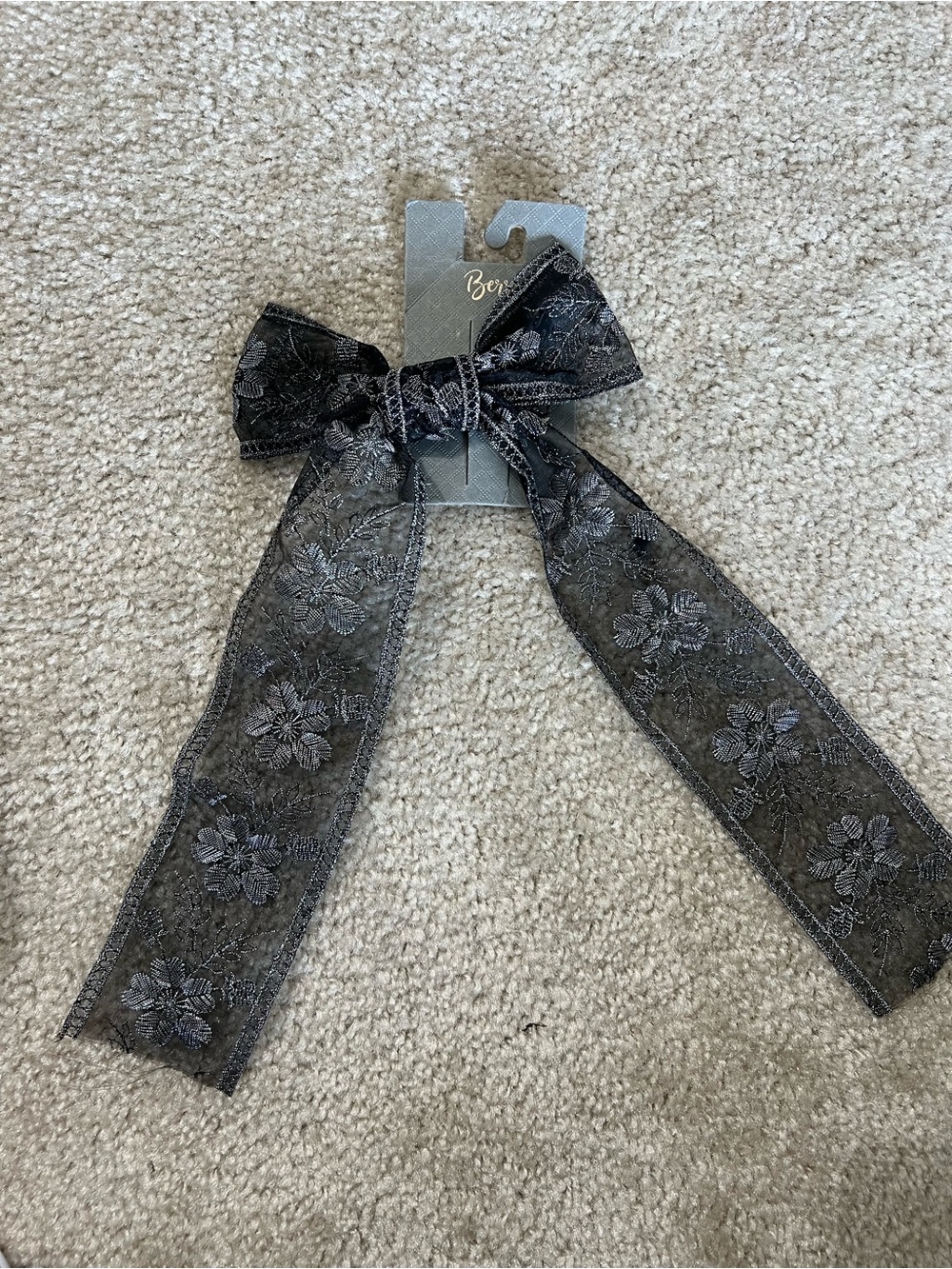 Berry Black Floral Lace Bow Hair Clip